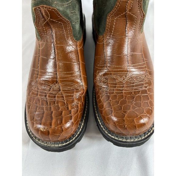 Ariat Fatbaby Cowboy Women's sz 9.5 Western Cowboy Brown Green Leather Boots~EUC - Picture 8 of 16